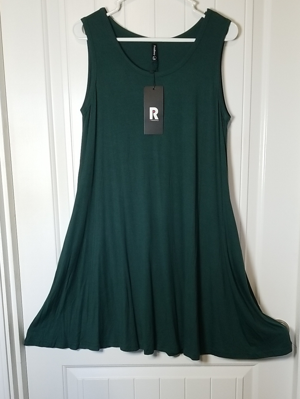 PrinStory Hunter Forest Green Scoop Neck Sleeveless Dress W/Pockets Size L NWT